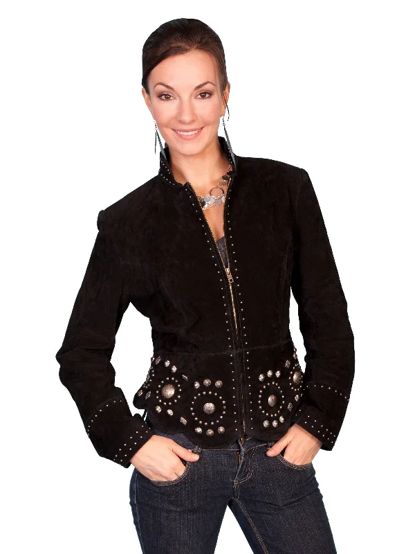 Scully Leather Womens Studded Conchos Boar Suede Jacket Black XL Herringbone Jacket Houndstooth Jacket Plaid Jacket Scully Leather Womens Studded Conchos Boar Suede Jacket Black XL Herringbone Jacket Houndstooth Jacket Plaid Jacket