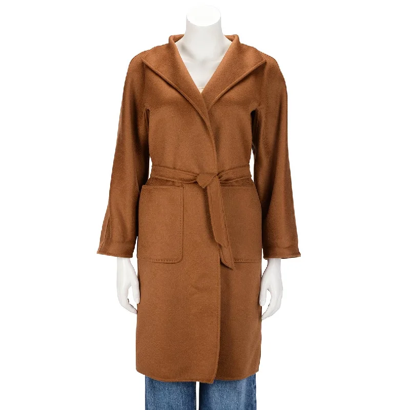 Max Mara Tobacco Cashmere Cardigan Coat IT 34 Hooded Cardigan Collared Cardigan Shawl Collar