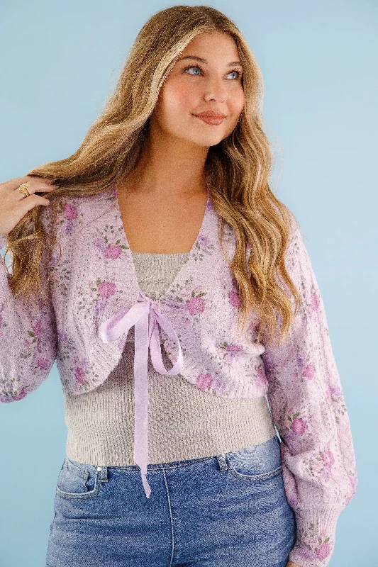 You And I Cardigan-Purple Cardigan Knitwear Sweater