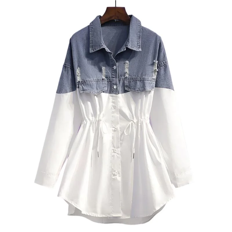 Denim Shirt Jacket Zippered Front Buttoned Front Snap Front