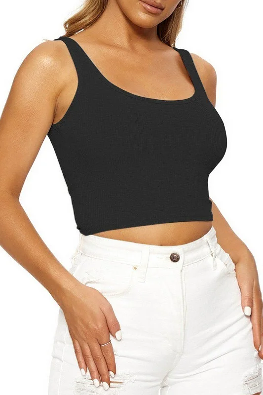 WOMEN SLIM FITTED BASIC DAILY CROP TANK TOP gym tank top