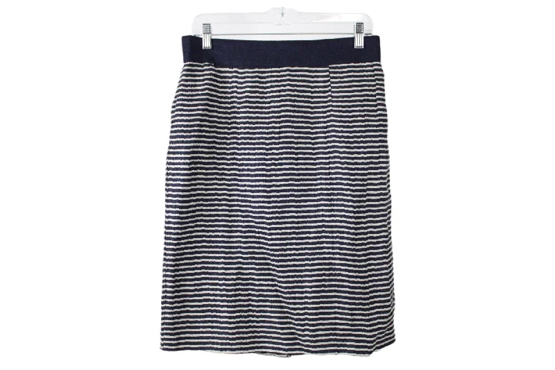 Ann Taylor LOFT Blue Tan Striped Skirt | 8 silk skirt lustrous
