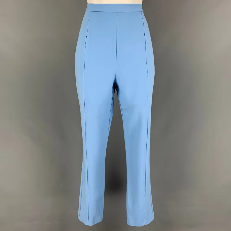 BLACK HALO Size 8 Light Blue Polyamide Blend Tapered Dress Pants Classic Pleated Pants