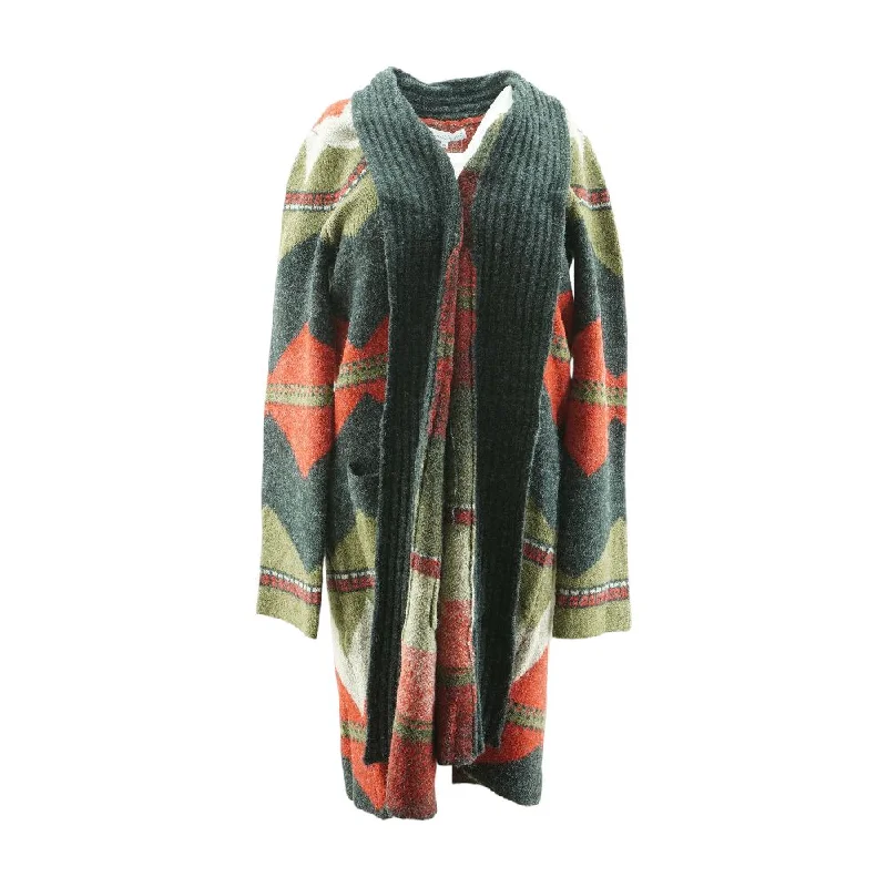 Multi Graphic Cardigan Sweater Solid Print Embellished