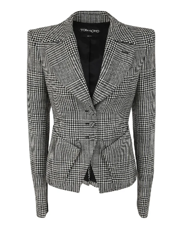 Tom Ford Womens Patterened Jacket In Gray Mesh Jacket Canvas Jacket Denim Jacket