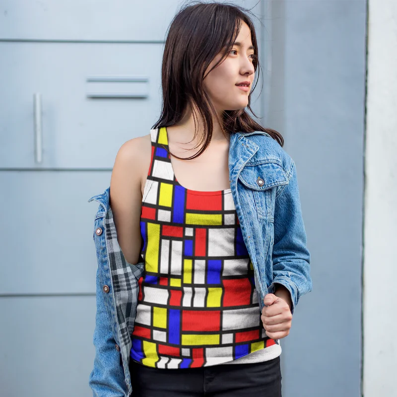 65 MCMLXV Unisex Mondrian Color Block Print Tank Top yoga tank top