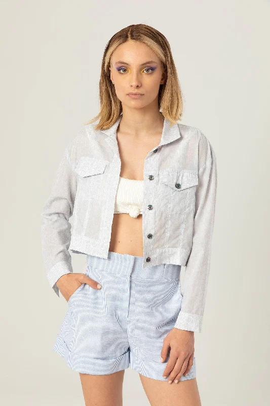 The Light Jacket | Sheer Blue Printed Chenille Jacket Brocade Jacket Lace Jacket