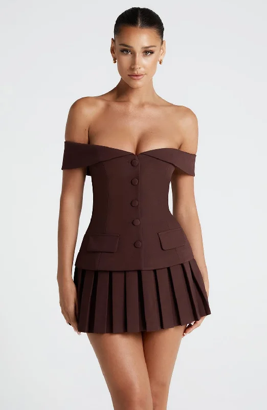 Gretchen Mini Skirt - Plum Brown midi skirt versatile