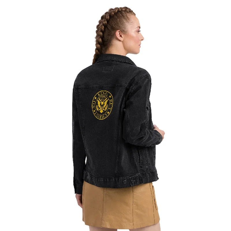 Anarchochristian Embroidered Unisex denim jacket Nylon Fabric Polyester Fabric Spandex Fabric Anarchochristian Embroidered Unisex denim jacket Nylon Fabric Polyester Fabric Spandex Fabric