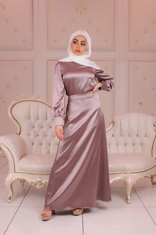 Lameera Satin Skirt - Lavender linen skirt natural