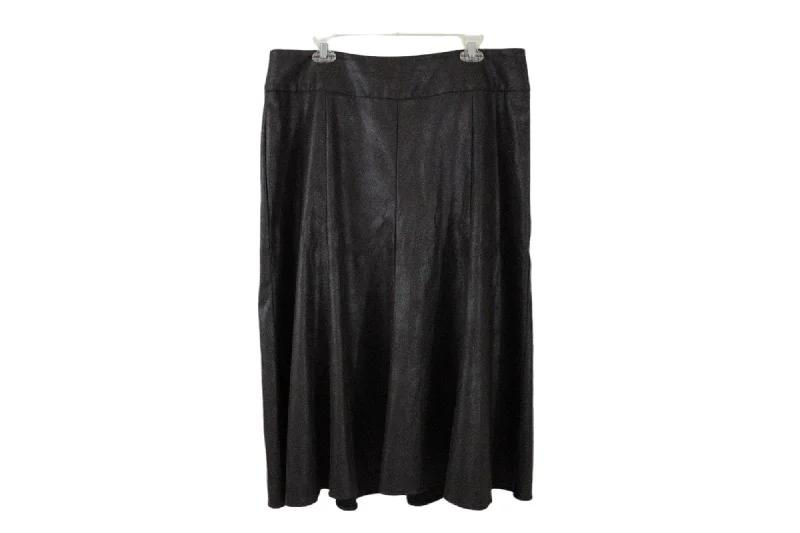 CJ Banks Brown Faux Leather Skirt | 14W satin skirt smooth