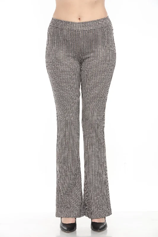 Joseph Ribkoff Black/Multi Houndstooth Pull On Flared Pants 244224 Formal Stretch Pants
