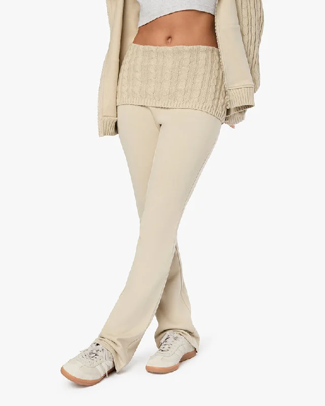 Cable Knit Roll Over Pant Comfortable Jogger Trousers