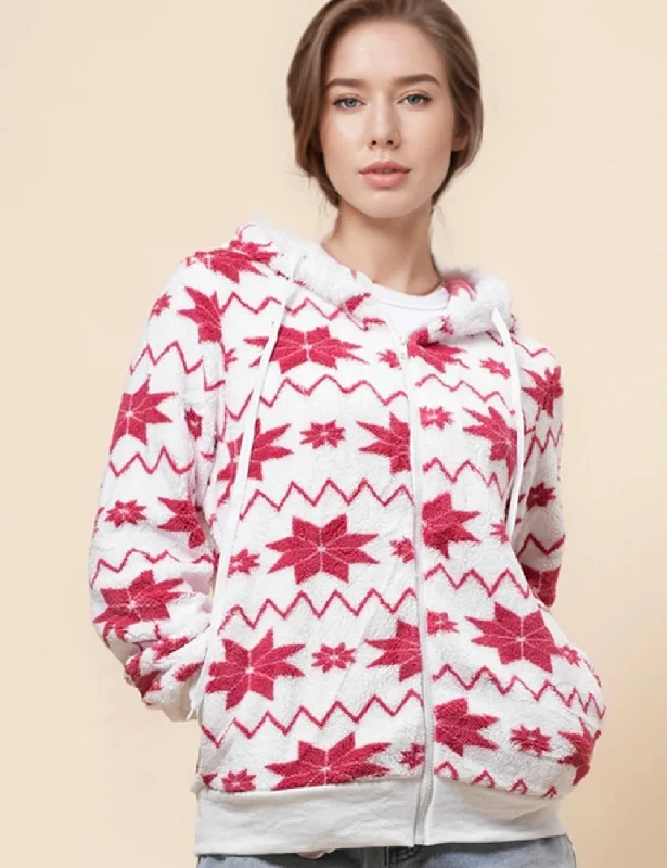 Ladies Christmas Snow Coral Fleece Zip Hooded Jacket SKT41016 Striped Jacket Polka Dot Jacket Floral Jacket Ladies Christmas Snow Coral Fleece Zip Hooded Jacket SKT41016 Striped Jacket Polka Dot Jacket Floral Jacket