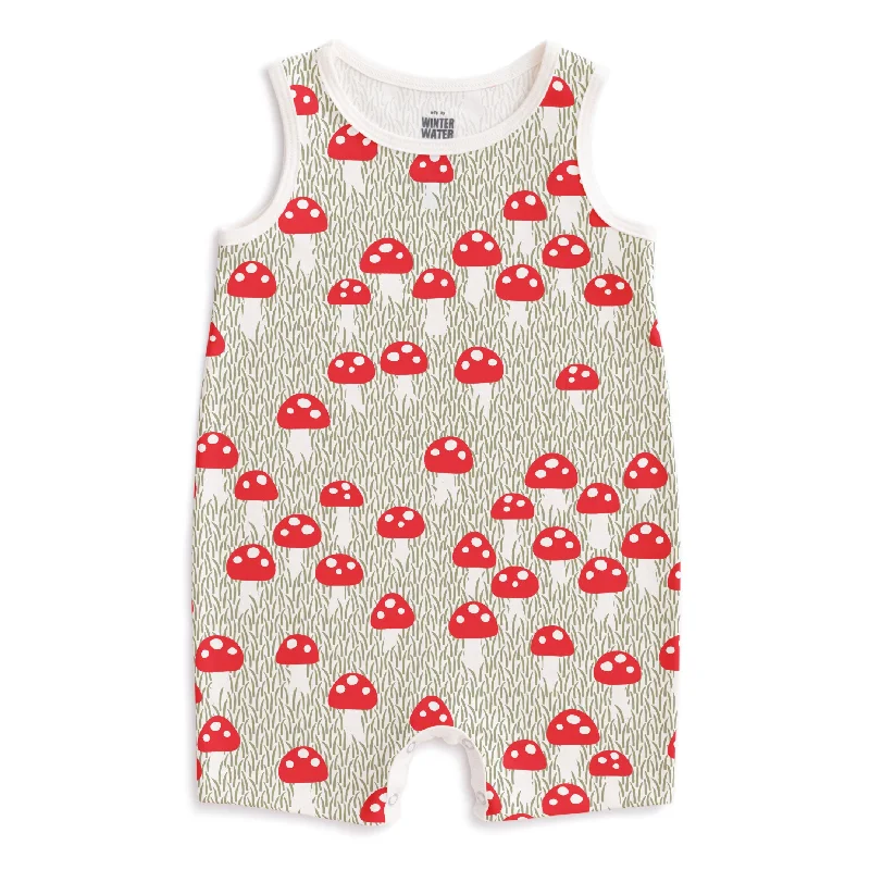 Tank Top Romper - Mushrooms Sage summer tank top