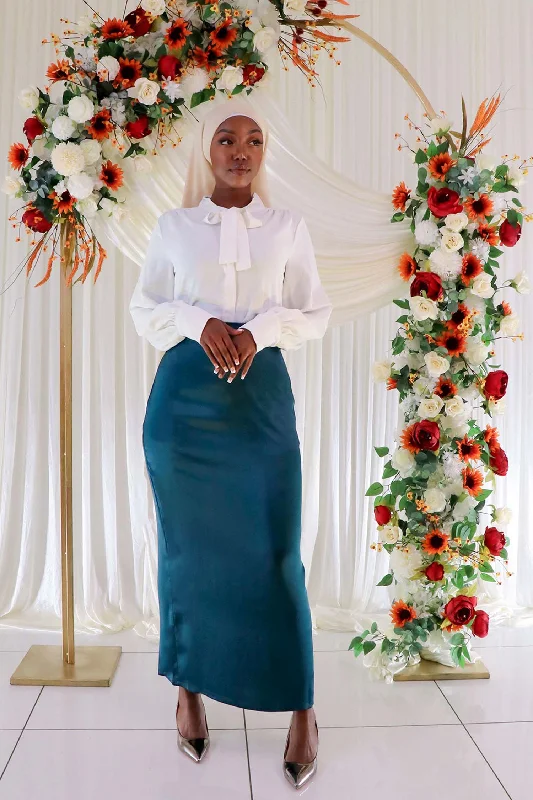 Luxe Satin Skirt- Dark Teal velvet skirt rich