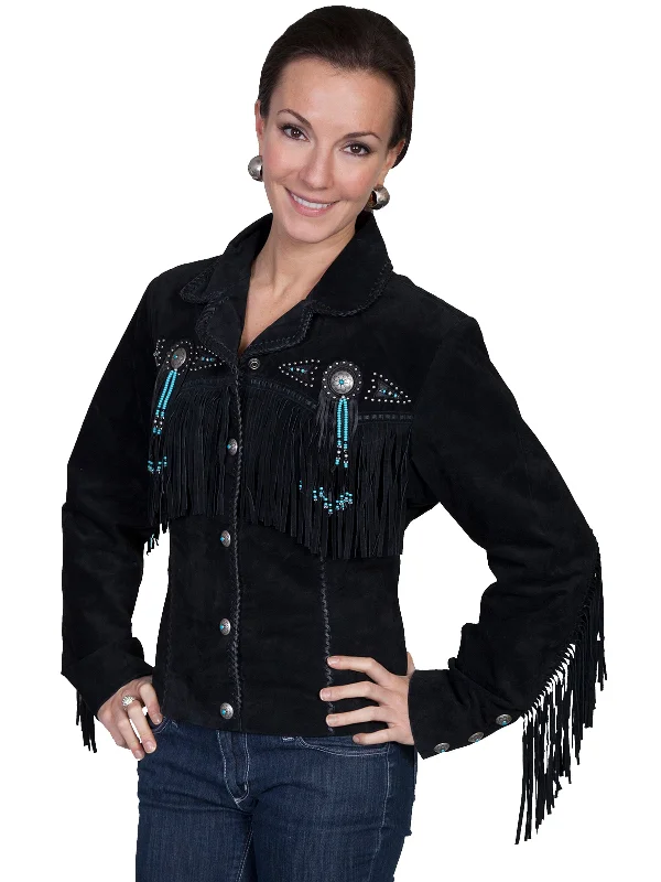Scully Leather Womens Beaded Fringe Conchos Boar Suede Jacket Black XL Denim Jacket Leather Jacket Suede Jacket Scully Leather Womens Beaded Fringe Conchos Boar Suede Jacket Black XL Denim Jacket Leather Jacket Suede Jacket