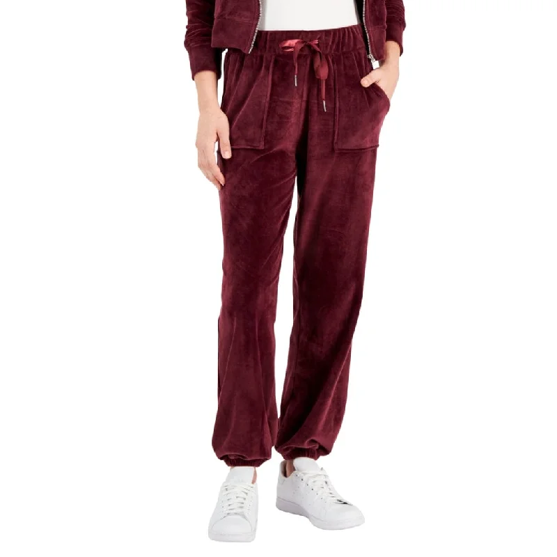 CRAVE FAME - Velour Drawstring-Waist Jogger Pants Trendy Printed Pants