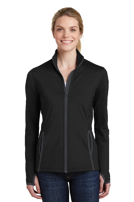 Sport-Tek Women's Sport-Wick Stretch Contrast Full-Zip Jacket Denim Jacket Leather Jacket Suede Jacket