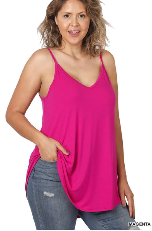 Many Colors - Reversible Spaghetti Strap Swing Cami Tank - L-3X (Listing 1 of 3) navy tank top