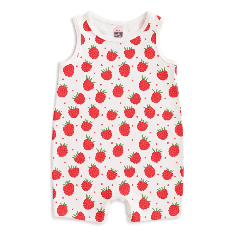 Tank Top Romper - Raspberries Natural spandex blend tank