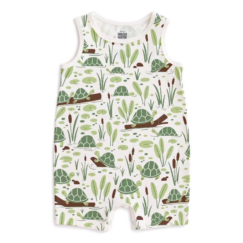 Tank Top Romper - Turtles Green metallic tank top