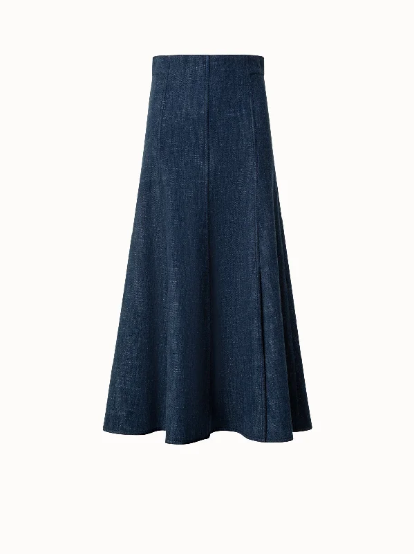 Winter Denim Midi Skirt in A-Line lace skirt feminine