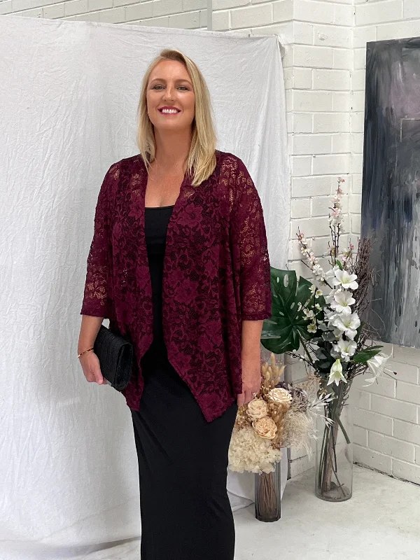 Queen Burgundy Lace Cardigan Rayon Fabric Velvet Fabric Corduroy Fabric