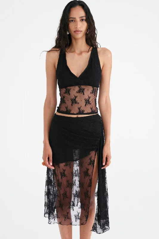 Benni Margot Lace Tank Top - Black lavender tank top
