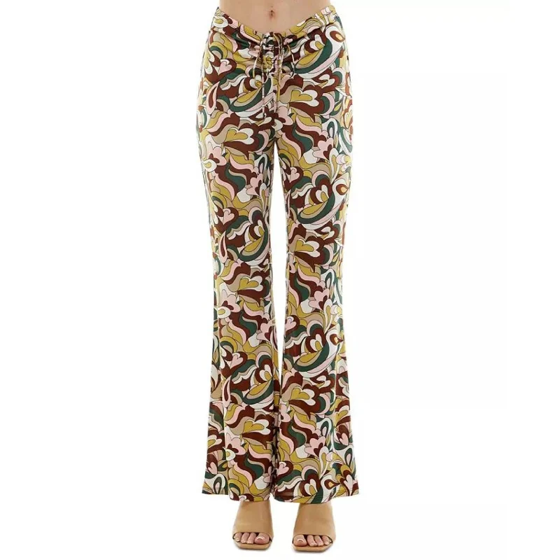 PLANET GOLD - Drawstring Flare Leg Pants Stylish Harem Pants