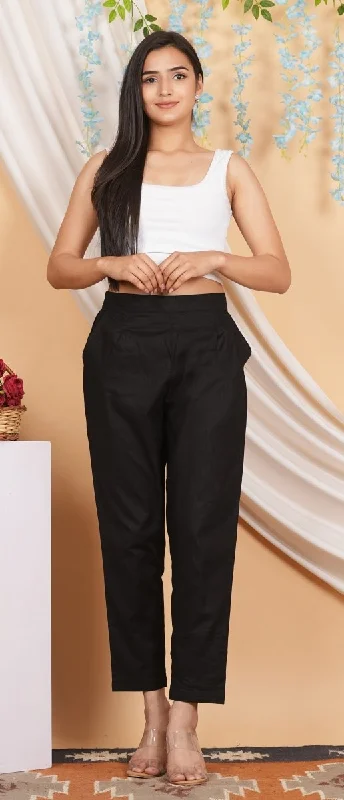 Women’s Linen Cotton Palazzo Pants| Black Comfortable Jogging Pants