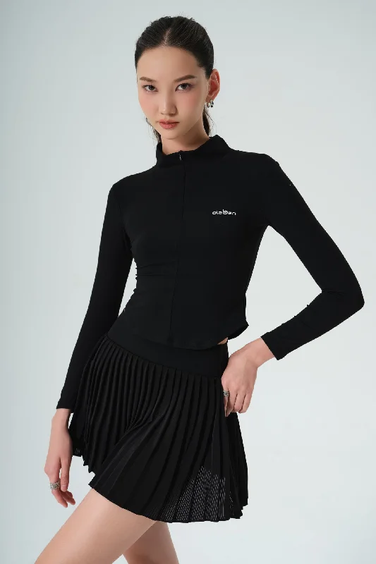 Butterluxe Workout Jacket - Black Collared Jacket Crew Neck Jacket Turtle Neck Jacket