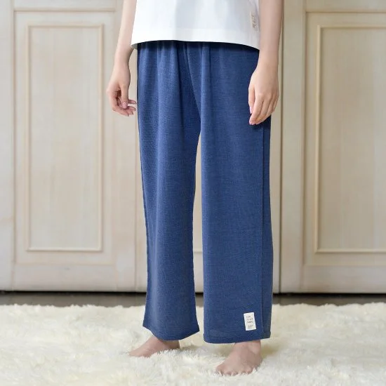 Tummy-wrap / Stretchy Knit Pants Wide Type Machine-washable Wool with Pockets Comfy Cargo Trousers