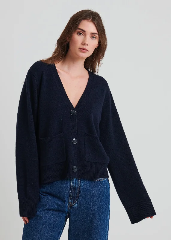 Cashmere Relaxed Cardigan Spandex Blend Rayon Blend Denim Blend