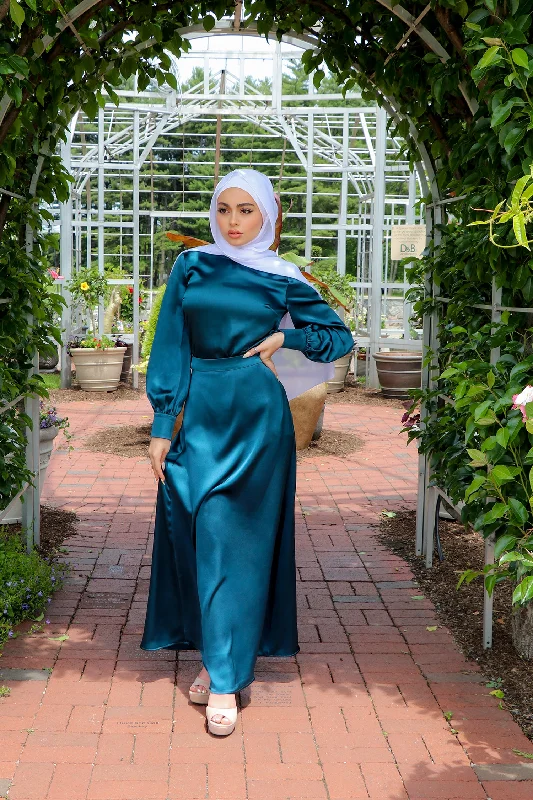 Lameera Satin Skirt - Dark Teal chiffon skirt delicate