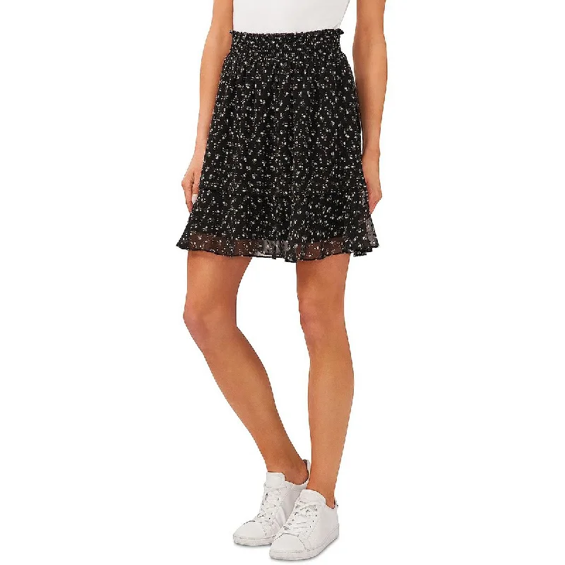CeCe Womens Island Oasis Chiffon Smocked Mini Skirt cotton skirt soft