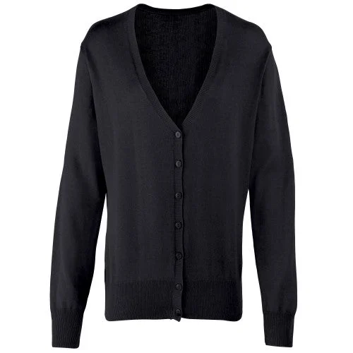 Premier Womens/Ladies Button Through Long Sleeve V-neck Knitted Cardigan Mesh Cardigan Canvas Denim Premier Womens/Ladies Button Through Long Sleeve V-neck Knitted Cardigan Mesh Cardigan Canvas Denim
