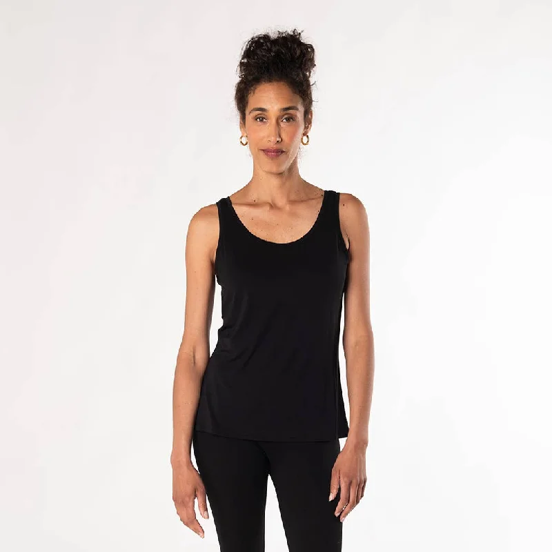 Terrera Cindy Bamboo Tank - Black metallic tank top