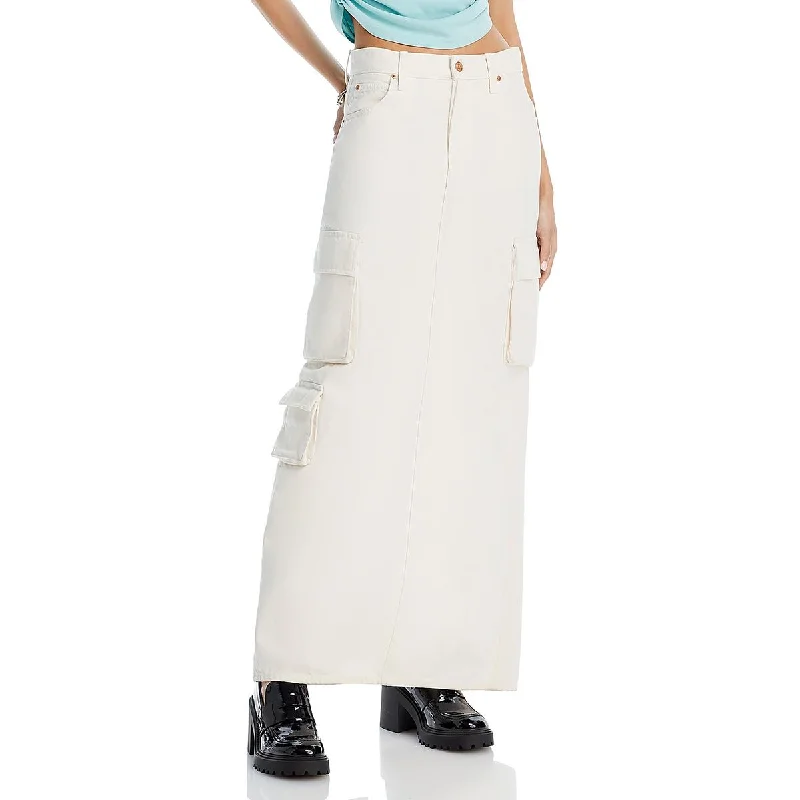 Mother Womens Fun Dip Denim Work Cargo Skirt cashmere skirt soft