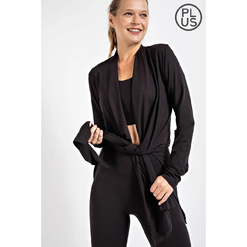 Butter Long Sleeve Cardigan with Side Slits Chenille Fabric Brocade Fabric Lace Fabric