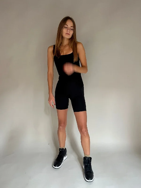 TIA BLACK TANK ROMPER floral tank top