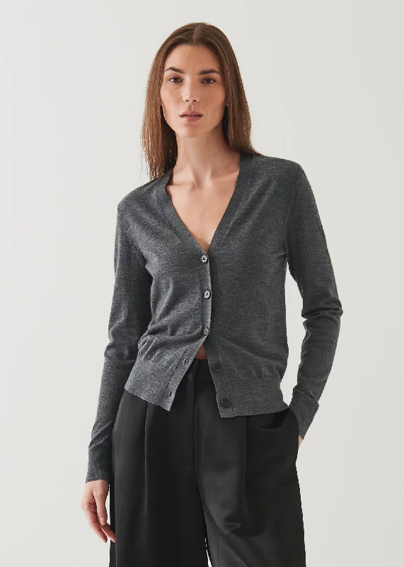 Superfine Merino Cardigan Tailored Straight A-Line