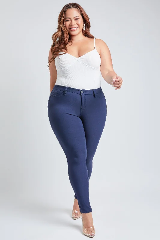 Women's Plus Hyperstretch Forever Color Mid Rise Pants, Navy Soft Stretch Leggings
