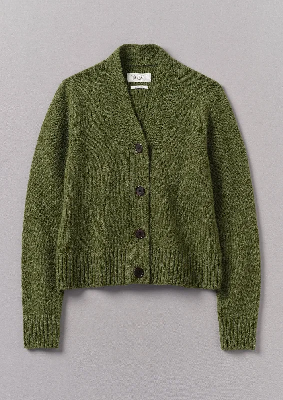 Kaia V-Neck Wool Cardigan | Dark Apple Crew Neck V-Neck Turtle Neck