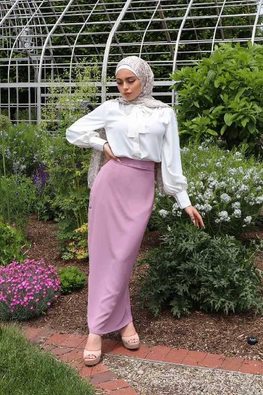 Luxe Soft Maxi Skirt - Pastel Pink velvet skirt glossy