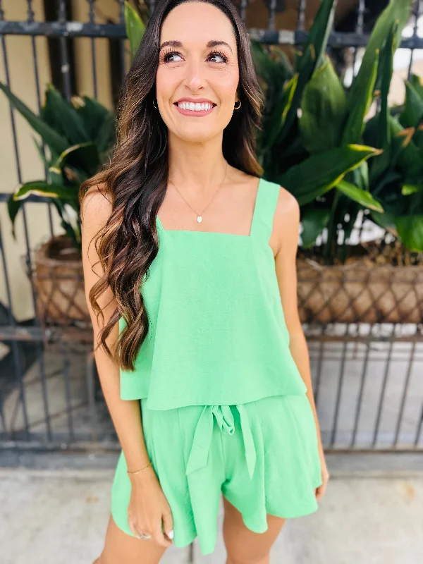 Pixie Tank- Green athletic tank top