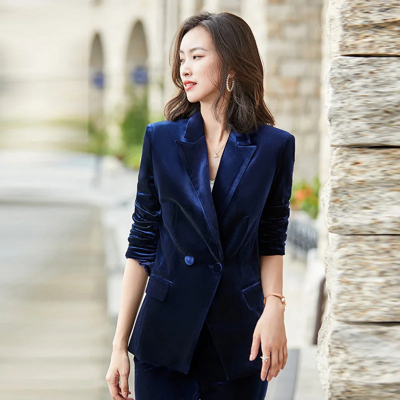 Fashion Simple Women's Velvet Suit Jacket Suit Collared Jacket Crew Neck Jacket Turtle Neck Jacket Fashion Simple Women's Velvet Suit Jacket Suit Collared Jacket Crew Neck Jacket Turtle Neck Jacket