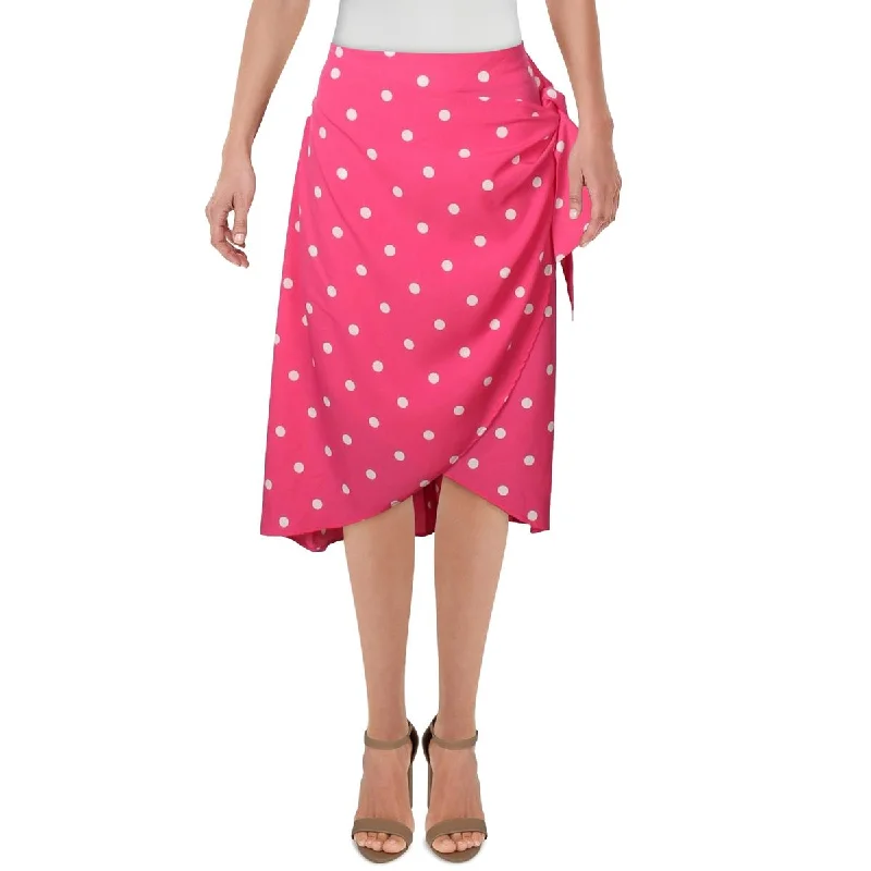 Riley & Rae Womens Ami Polka Dot Faux Wrap Wrap Skirt linen skirt relaxed