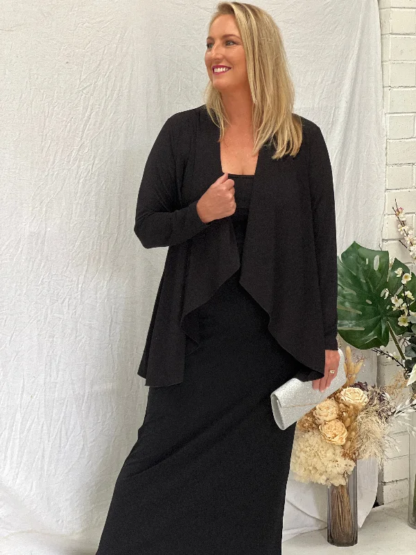 Kulani Black Jersey Cardigan Beaded Cardigan Sequined Faux Fur