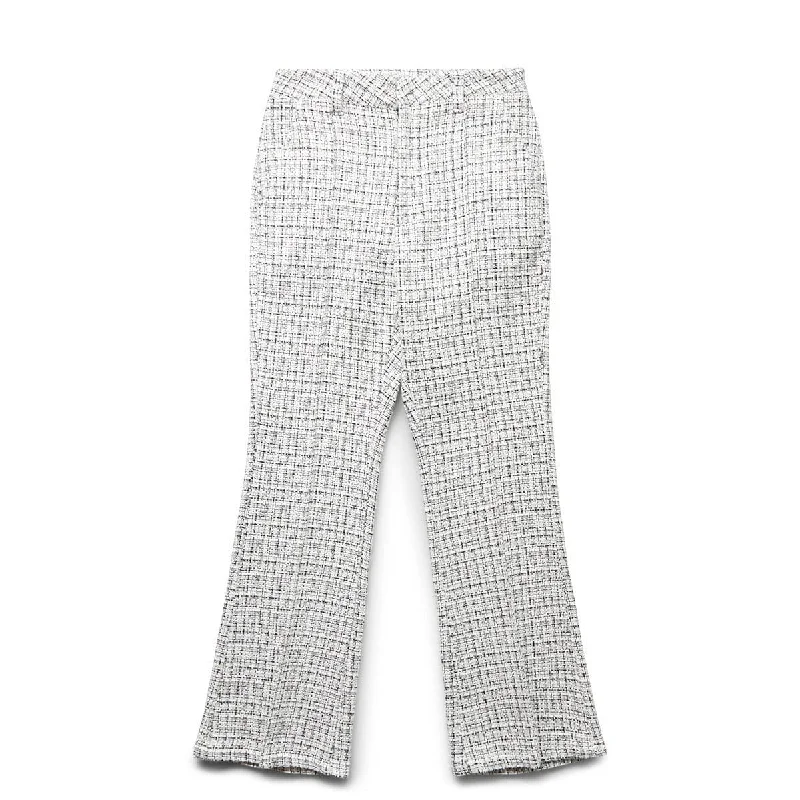 TWEED JERSEY WIDE FLARE PANTS Trendy Work Pants